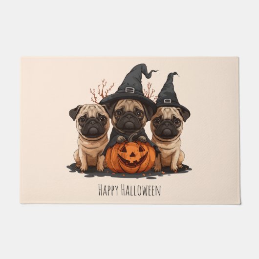Paillasson Joyeux Carlins d'Halloween Jack O Lanterns (Devant)