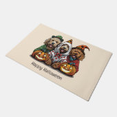 Paillasson Joyeux chien d'Halloween Goldendoodle (Incliné)