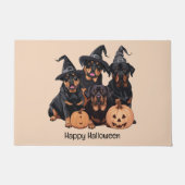 Paillasson Joyeux chien Rottweiler Halloween Jack-o'-lantern (Devant)