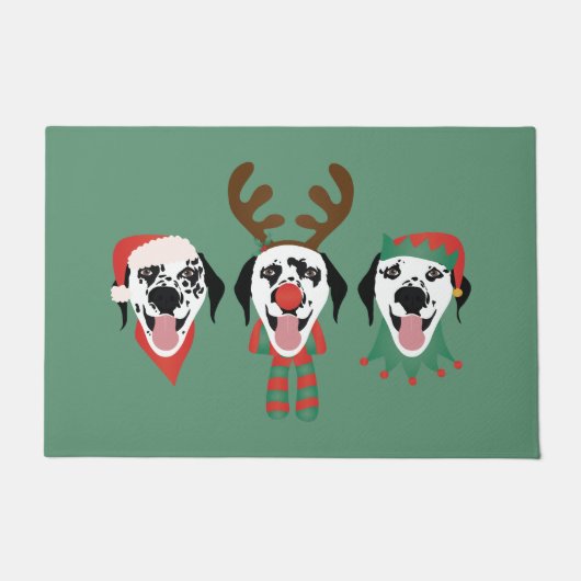 Paillasson Joyeux Chiens Dalmatiens de Noël (Devant)
