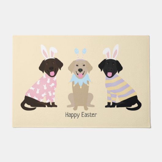 Paillasson Joyeux Chiens d'excursion de Pâques Labrador (Devant)