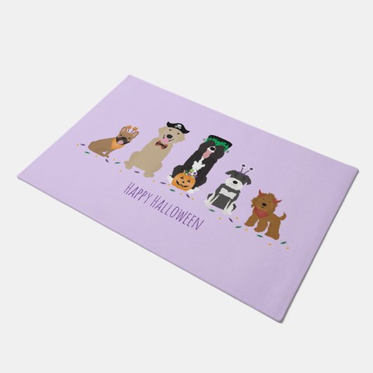 Paillasson Joyeux Chiens d'Halloween violet (Incliné)