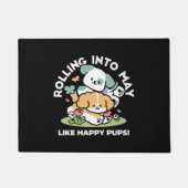 Paillasson Joyeux Chiots Arrivés En Mai - Kawaii Dog Art (Devant)
