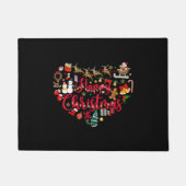 Paillasson Joyeux Coeur de Noël Père Noël Reindeer (Devant)