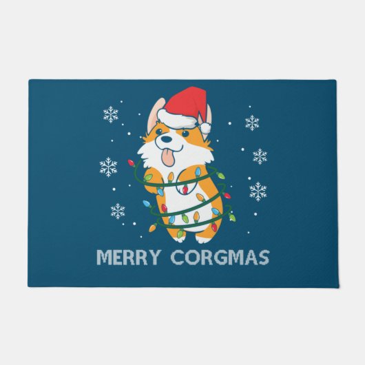Paillasson Joyeux Corgmas Noël Pyjamas Corgi Noël Nerdy (Devant)