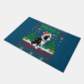 Paillasson Joyeux éclairage de Noël laide Boston Terrier Chri (Incliné)