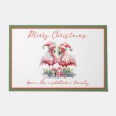 Paillasson Joyeux Flamants roses roses de Noël (Devant)
