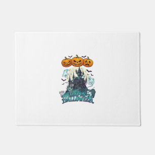 Paillasson Joyeux Halloween Château Hanté Citrouilles Fantôme