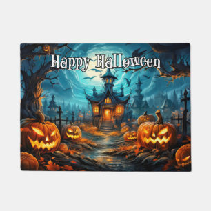 Paillasson Joyeux Halloween Citrouilles Éffrayants d'éclair
