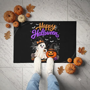 Paillasson Joyeux Halloween Gentil Fantôme Citrouille Effraya