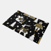 Paillasson Joyeux jeu de flocons de Noël noir et blanc (Incliné)