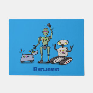Paillasson Joyeux joli dessin de trois robots trio
