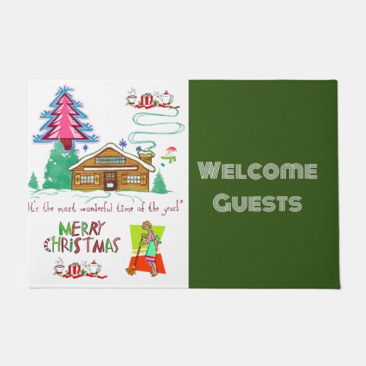 Paillasson Joyeux nettoyage de Noël Lady Matt Doormat (Devant)