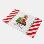 Paillasson Joyeux Noël 2 Goldendoodle (rouge doré) mignonne (Incliné)