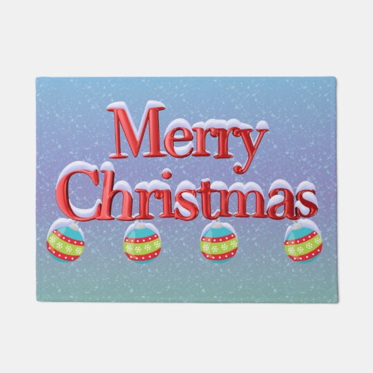 Paillasson Joyeux Noël 3D Lettres avec des ornements neigeux (Devant)