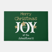 Paillasson Joyeux Noël Ajouter votre nom Script Rustic Green (Devant)
