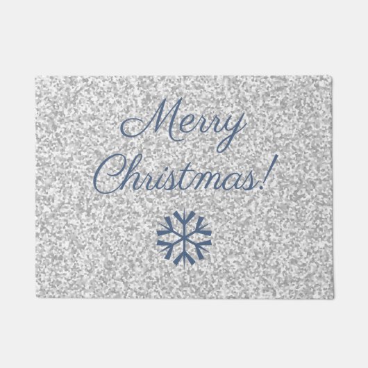 Paillasson Joyeux Noël Argent Gris Parties scintillant Textur (Devant)