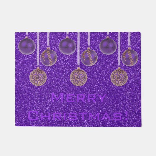 Paillasson Joyeux Noël Baubles violet or ornements Mat (Devant)