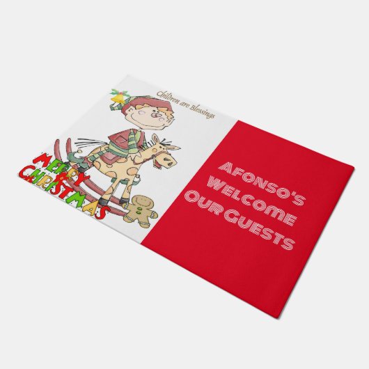 Paillasson Joyeux Noël Bénédiction Red Elf Matt Doormat (Incliné)