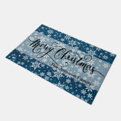Paillasson Joyeux Noël Blue Burlap Snowflake Motif (Incliné)