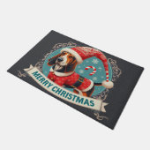 Paillasson Joyeux Noël Bluetick Coonhound Chien Santa Hat (Incliné)