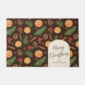 Paillasson Joyeux Noël botanique moderne personnalisé (Devant)