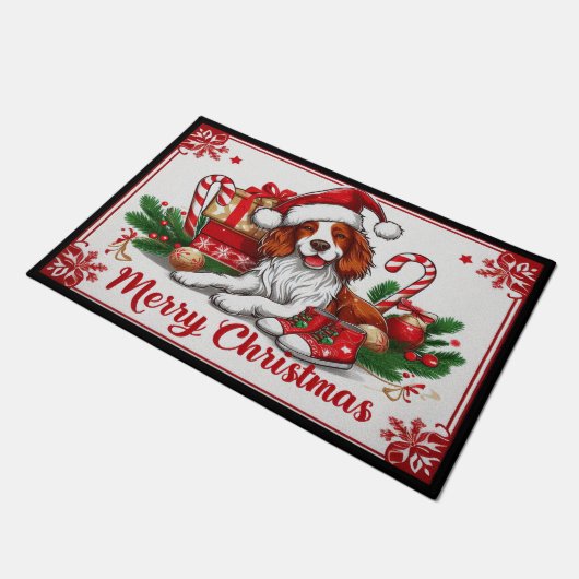 Paillasson Joyeux Noël Brittany Chien avec Noël Noël Noël Noë (Incliné)