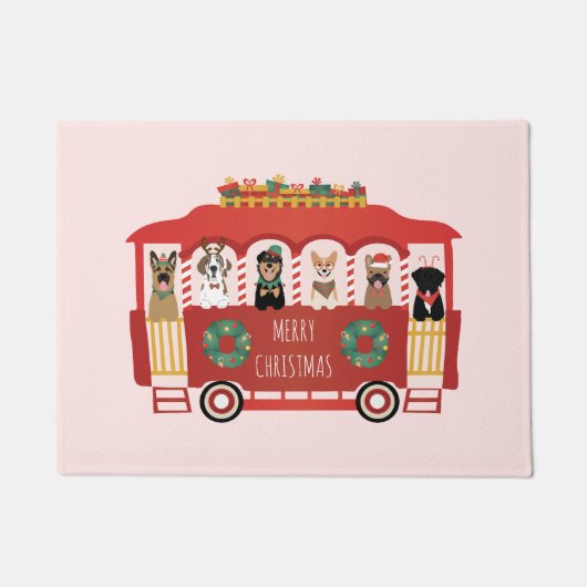 Paillasson Joyeux Noël Chiens de vacances Trolly (Devant)