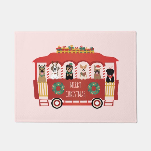 Paillasson Joyeux Noël Chiens de vacances Trolly (Devant)