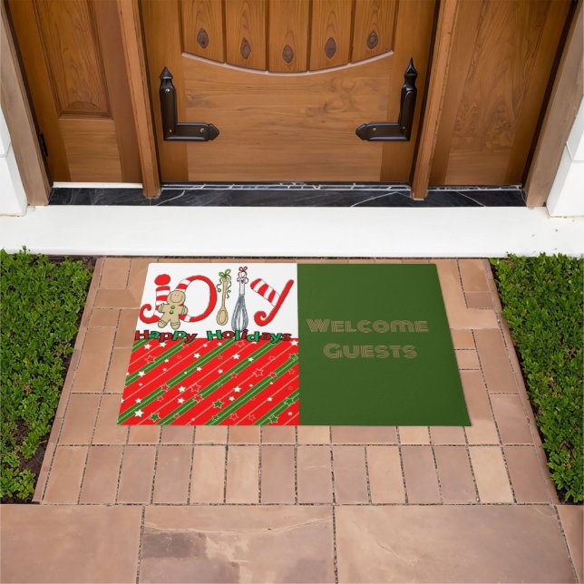 Paillasson Joyeux Noël Gingerman Green Matt Doormat (De plein air)