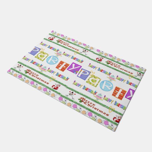 Paillasson Joyeux Noël Joyeux Anniversaire Matt Doormat (Incliné)