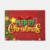 Paillasson Joyeux Noël Joyeux Noël Joyeux Noël Rouge Vert Fun (Devant)