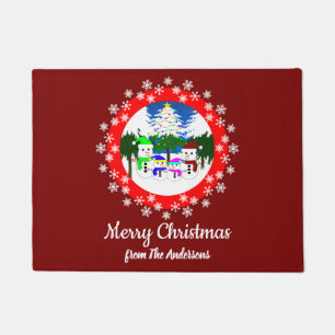 Paillasson Joyeux Noël! Matelas de la famille Snowman