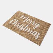 Paillasson Joyeux Noël moderne écriture blanche cool burlap (Incliné)