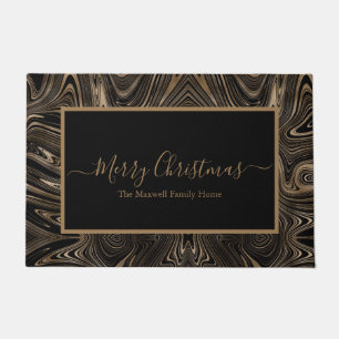 Paillasson Joyeux Noël noir et or tourbillon nom de famille