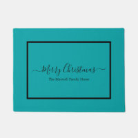 Joyeux Noël Nom turquoise de famille Doormat