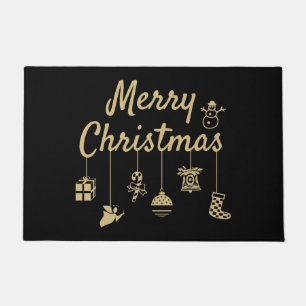Paillasson Joyeux Noël Ornements or