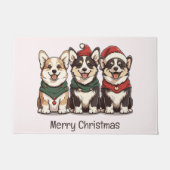 Paillasson Joyeux Noël Pembroke Welsh Corgi Chiens (Devant)