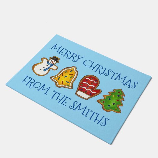 Paillasson Joyeux Noël personnalisé Cookie Bell Tree Noël Noë (Incliné)