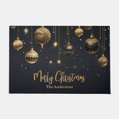 Paillasson Joyeux Noël personnalisé Ornements Noir Or (Devant)