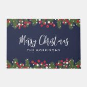Paillasson Joyeux Noël Pin Botanique & Berry Custom Blue (Devant)