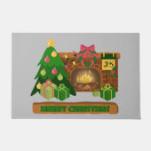 Paillasson Joyeux Noël près de la cheminée bonfire xmas arbre (Devant)