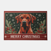 Paillasson Joyeux Noël Rhodesian Ridgeback Chien Santa Hat (Devant)