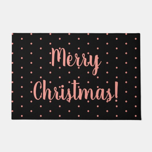 Paillasson Joyeux Noël Rose noir or Polka Motif (Devant)