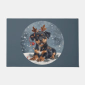 Paillasson Joyeux Noël Rottweiler Chien Reindeer (Devant)