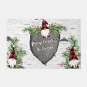 Paillasson Joyeux Noël Rouge Buffalo Plaid Gnomes Verdure (Devant)