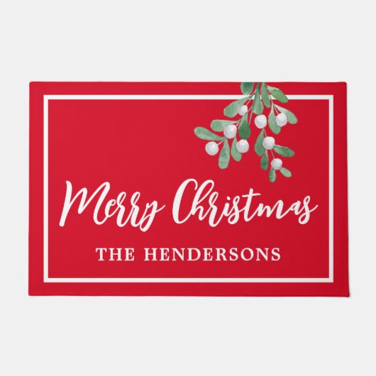 Paillasson Joyeux Noël Rouge Fête customisée (Devant)