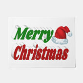 Paillasson Joyeux Noël Santa Hat rouge vert typographie (Devant)