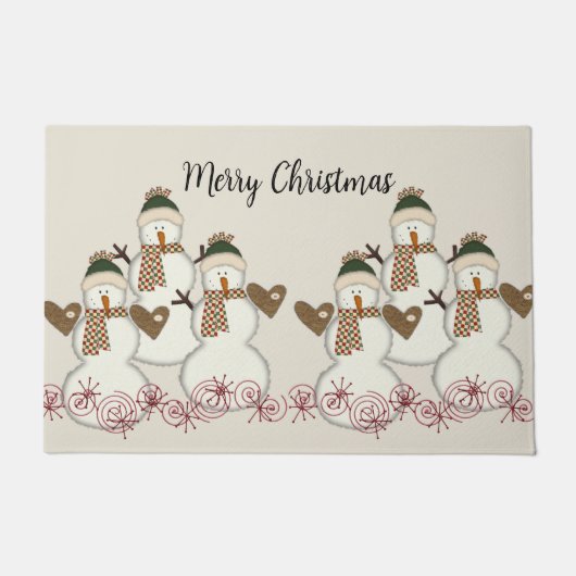 Paillasson Joyeux Noël Snowman Matt Doormat (Devant)