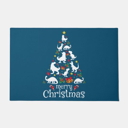 Paillasson Joyeux Noël T Rex Enfants Garçons Funny Noël (Devant)